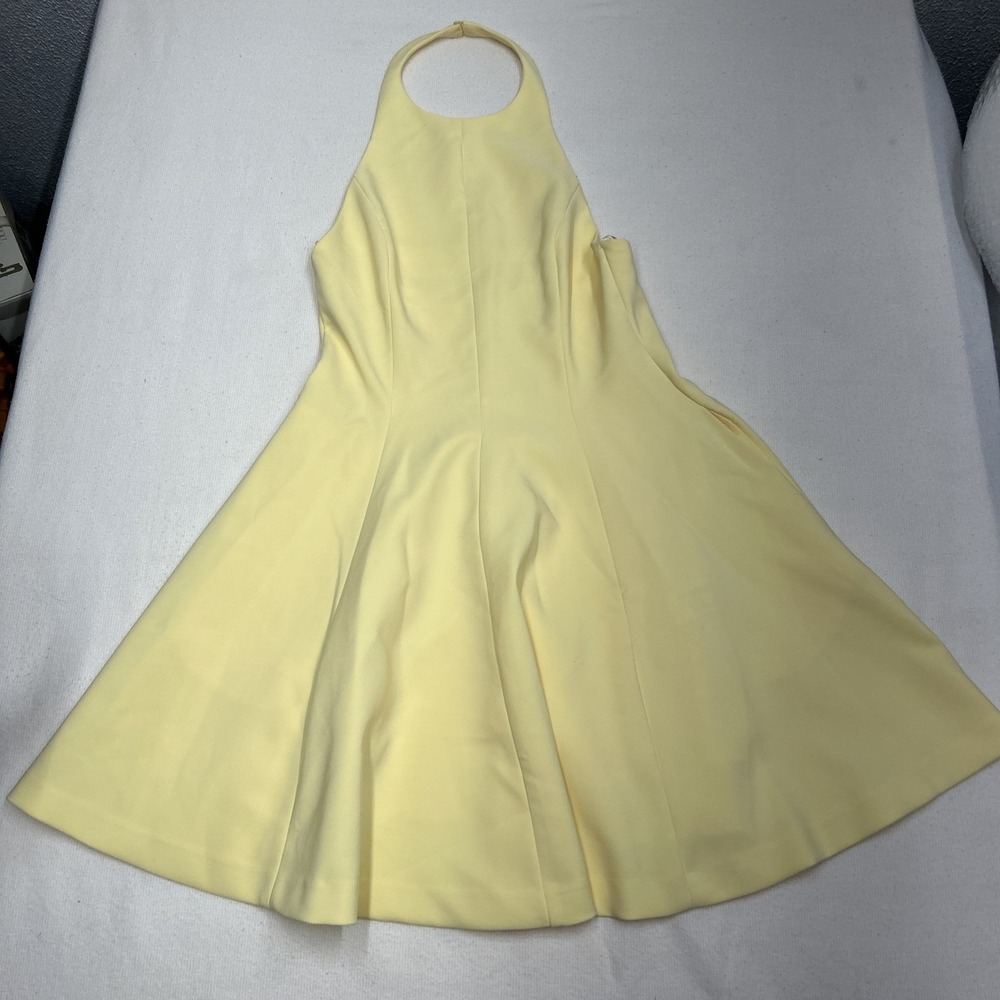 ZARA Halterneck Peplum Backless Top Tank Yellow Women's Size Small Glam Cottage